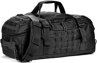 Travel Duffle Bag Backpack for Men - Large Tactical Bags Weekender Gym Bag for Overnight Traveling Military Workout Deployment Sports, Black, 25L, Duffel Bag