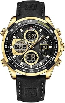 NAVIFORCE 9197L-GBB Leather Chronograph Men's Watch (Black Dial Colored Strap) by Lexiv