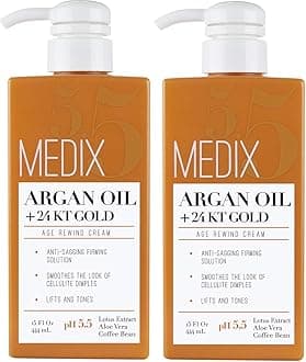 Medix 5.5 Argan Oil Cream with 24kt Gold. Anti-sagging firming cream to reduce the look wrinkles, cellulite, and blemishes. 15oz (Two - 15oz)