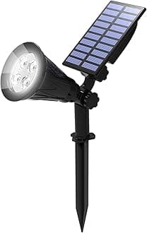 T-SUN LED Solar Spotlights, Super Bright 250LM Outdoor Security Garden Landscape Lamps, Daylight 6000K, Auto-on at Night/Auto-Off by Day,180°Angle Adjustable for Patio,Tree,Deck,Wall, Pool Area