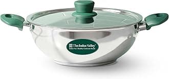 Stainless Steel Kadai/Kadhai with Steel Lid | 20.7cm/ 8.1 inch, 1.6Ltr, 0.84kg | Induction Friendly | 3-Layer Thick Bottom, 100% Toxin-Free, No Chemical Coating