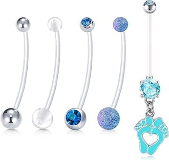Pregnancy Belly Button Rings 14G Clear Acrylic Bioflex CZ Sport Maternity Belly Navel Ring Barbell Body Jewelry Piercing