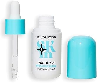 Revolution Skin, Dewy Drench 2% Hyaluronic Acid Hydrating Serum, Lightweight Face Serum, Plumps Skin, Vegan & Cruelty-Free, 30ml