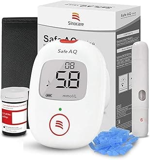 Diabetes Test Kit, Blood Sugar Tester with Voice Reminder and Light Warning Blood Glucose Monitor with Test Strips x 25 and Lancet x 25, Sinocare Safe AQ Voice Glucometer -in mmol/L
