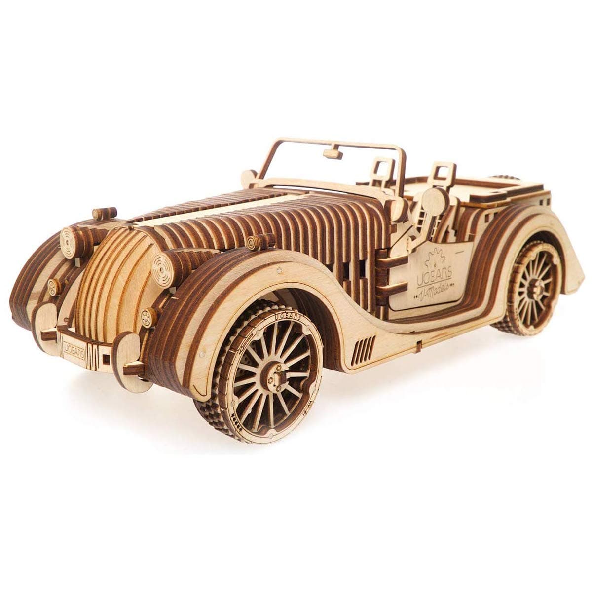 Roadster VM-01 3D Puzzle - 3D-Puzzle Vintage Car Wooden Model Kits for Adults to Build - Mechanical Building Set - 3D Wooden Puzzles for Adults with Working V8 Engine - 437 Pcs