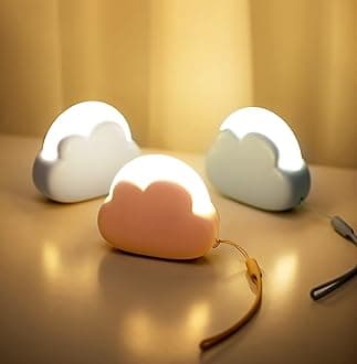 Valensole Cloud Kids Night Light, Cute Nursery Light for Baby, Bedroom Night Light with 2-color Dimmable, USB Rechargeable, Portable, LED with Silicone Detachable Lanyard, Camping Lamp (White)