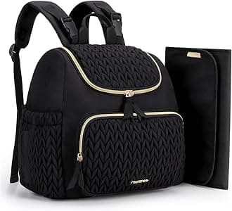 mommore Diaper Bag Small Diaper Backpack Stylish Baby Travel Backpacks with Insulated Pockets, Changing Mat, Stroller Belts