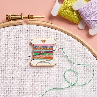 Needle Minder - Bobbin Design for Cross Stitch, Sewing, Embroidery and Needlework Craft Accessories, Enamel and Magnetic