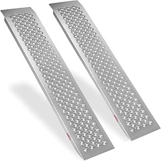 Ruedamann 4FT Aluminum Shed Ramps, 9" W Outdoor Loading Ramps for Shed Curb Steps Stairs, Golf Cart Ramps, Four Wheeler Ramps for Hand Truck, Bicycle, Motorcycle, Riding Mower, 880 Lbs Capacity, 2Pcs