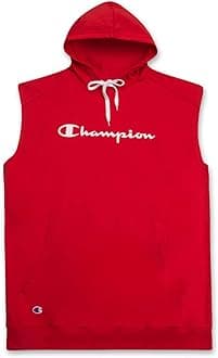ChampionBig and Tall Mens Sleeveless Popover Hoodie - Gym Workout Mens Hoodies (5X Tall, Red)