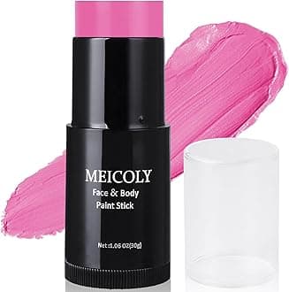 MEICOLY Pink Face Body Paint Stick(1.06 Oz),Blendable Halloween Face Paint ,Pink Accessories for Spirit Week,Sweatproof Waterproof Body Paint Makeup Oil Based Stick for Special Effects SFX Cosplay
