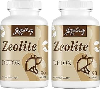 Jovianoy Zeolite Detox Capsules, Organic Activated Charcoal, Bentonite Clay, 1-2 µm Clinoptilolite, Maximum Absorption, Gut Liver Detox Cleanse Full Body for Women Men, 180 Capsules