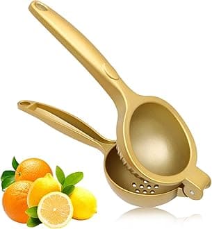 Lemon Squeezer, Heavy Duty Zinc Alloy Manual Citrus Juicer and Lime Squeezer, Handheld Fruit Press for Maximum Juice Extraction, Easy to Clean Metal Hand Juicer for Cooking & Cocktails, Gold