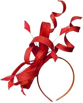 Caprilite Sinamay Headband Swirl Fascinator For Women Wedding Ascot Races (Red)
