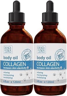 Dead Sea Collection Body Oil for Dry Skin - Collagen & Vitamin E - Moisturizing & Nourishing, Anti-Aging & Skin Elasticity Support for Face Pack of 2 (4 Fl. Oz Each)