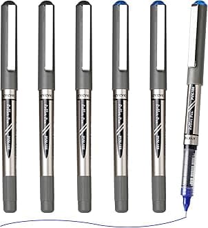EYEYE Rollerball Pens Extra Fine Point Quick Dry, 3 Black 3 Blue 0.5mm Liquid Ink Needle Tip Pen Fine Point Smooth Writing Pens for Journaling, Note Taking, Office, School Supplies