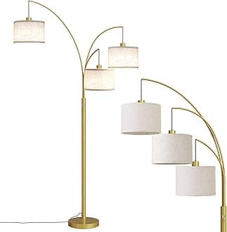 SUNMORY 3 Lights Floor Lamp for Living Room, 78" Tall Standing Lamp with Hanging Drum Shade, Modern Arc Floor Lamps with Heavy Base, Mid Century Arched Tree Floor Lamp for Bedroom, Office, Corner