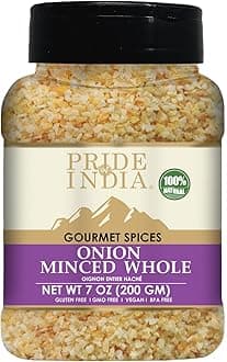 Pride of India - PACK of 6 - Minced Onion 7 oz (200 gm)- Ready to Use Fresh Onion- Time Saving Sweet & Salty Flavoured Ingredient- Perfect for Ramen, Soups, Marinades-Gluten Free, Vegan, Non-GMO