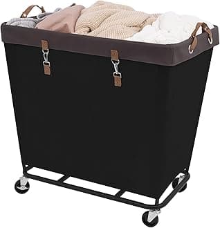 StorageWorks 320L Laundry Basket with Wheels, Extra Large Rolling Hampers for Clothing Organizer, Dirty Clothes Basket for Hote, Home, Closet, Dorm, Black
