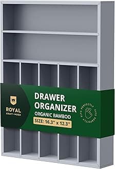 ROYAL CRAFT WOOD Bamboo Kitchen Drawer Organizer - Silverware Organizer/Utensil Holder and Cutlery Tray (Gray)