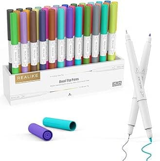 REALIKE Dual Tip Pens for Cricut Maker 3/Maker/Explore 3/Air 2/Air, Dual Tip Marker Pens Set of 36 Pack Fine Point Pen Writing Drawing Accessories for Cricut Machine (0.4 Tip & 1.0 Tip)