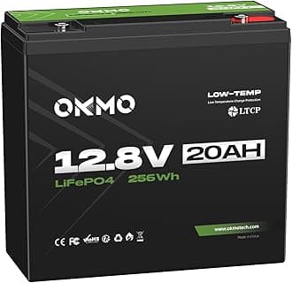 OKMO 12V 20Ah LiFePO4 Lithium Battery 12.8V, 4000+ Deep Cycles rechargeable Battery, LTCP Protection for UPS, Kayak Fish Finder, Solar Panel, Power Wheels Toys, Scooter, Radio