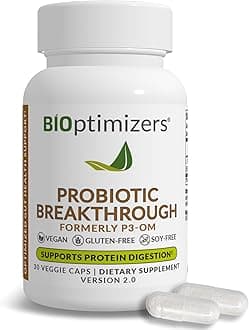 BiOptimizers P3-OM Proteolytic Prebiotics & Probiotics Supplement – Lactobacillus Plantarum for Digestive & Immune Health – Bloating & Gut Relief Support for Men & Women (30 Vegan Capsules)