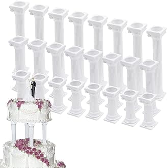 Hooshion24Pcs 3 Size Roman Column Cake Tiered Stands, Fondant Cakes Tier Separator Support Stand, Multilayer Wedding Cake Decoration Support Tool Sets