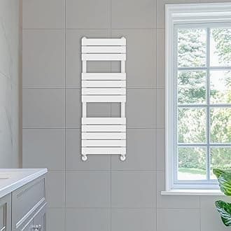 NRG 1200 x 450 mm Designer Flat Panel Heated Towel Rail Radiators Gloss White Bathroom Radiator
