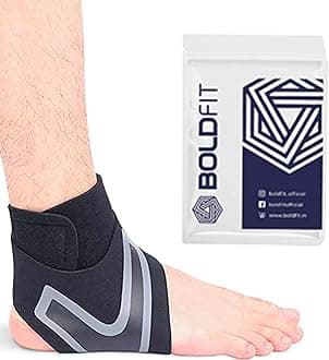 BoldfitPremium Ankle Compression Sleeve Ankle Support Compression braces for Injuries Ankle Protection Guard Helpful in Pain Relief and Recovery. Ankle band for men and women-Right Leg (Black-Black)