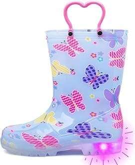Outee Toddler Kids Adorable Lightwight Waterproof Rain Boots Light Up by Steps