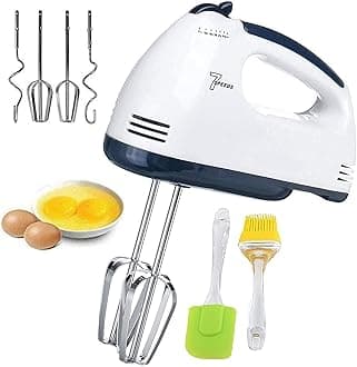 180 W 2021 Edition Electric Beater High Speed Hand Mixer Egg Beater for Cake Making and Whipping Cream with 7 Speed Control (White) with Free Spatula and Oil Brush