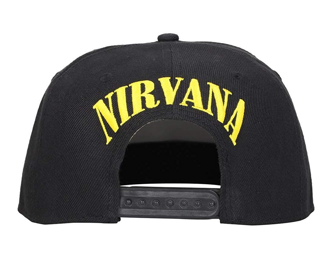 Nirvana Smiley Original Snapback HAT (Black, Adjustable Snapback)