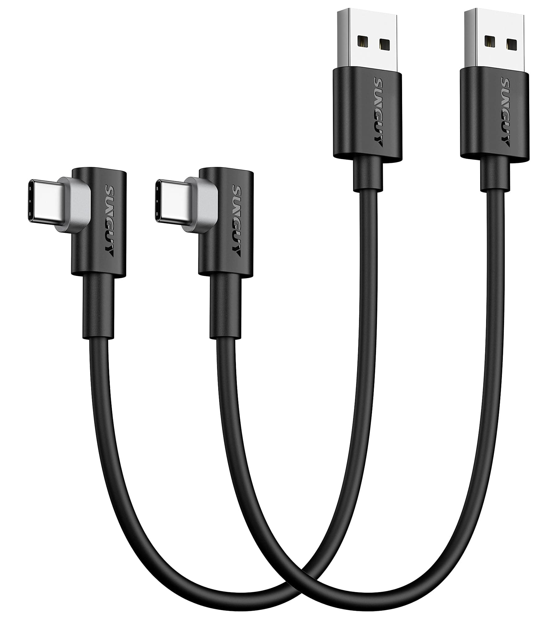 USB C 90 Degree Cable 1FT, 2-Pack Right Angle 3A USB 2.0 Type C Fast Charge & Sync Cord Compatible with iPhone 16 15 Pro Max, Galaxy S20 S10 S9 Plus, A50 A51 A71, Note 20 10