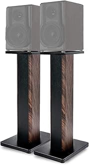 BQKOZFIN 27.56 inch(70cm) Wood Speaker Stands, 1 Pair, Stands for Home-Cinema HiFi Bookshelf Box and Satellite Speakers Wood Grain Enhanced Audio Listening Experience for Home Theaters