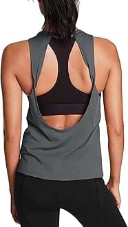Mippo Workout Tops for Women Yoga Shirts Open Back Tank Tops Athletic Tops Gym Workout Clothes
