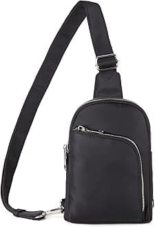 INICAT Small Crossbody Sling Bag Nylon Fanny Packs Fashion Sport Belt Bag Travel Shoulder Purses for Women, Black-08, Black-08