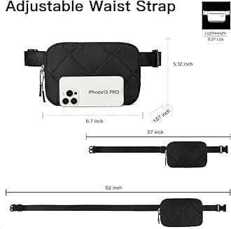Telena Fanny Pack Cross Body Bag Quilted Puffy Padded Belt Bag for Women Winter Cloud Waist Puffer Crossbody Bag with Adjustable Strap Black