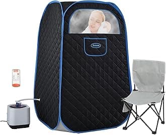 Portable Sauna for Home, 2.6L 1000W Portable Steam Sauna Full Body Personal Sauna Tent Steam Room at Home Spa Foldable Sauna Box with Steamer, 60 Minute Timer, Chair, Remote Control