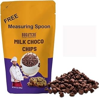 BOGATCHI Milk Chocolate Chips for Baking & Decoration, Tasty Gluten-Free, 200g with Free Measuring Spoon