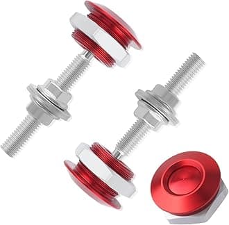 carleef 2PCS Hood Pins Kit for Car with Spacers & Screws,Aluminum Alloy Bumper Quick Release for Engine Cover Protection,Universal Push-Button Quick Latch Car Accessories (Red)