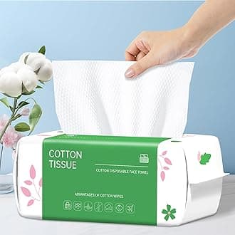 Disposable Face Towel, 100 Count Biodegradable Face Clean Towels, for Washing Soft Cotton Dry Wipes Facial Cloths Towelettes for Washing and Drying, Facial Tissue for Cleansing