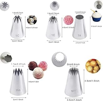 Extra Large Piping Nozzles Set,Cake Piping Nozzles Kit,Stainless Steel Icing Piping Tips Large Nozzles for Cake Decorating,5 Pcs