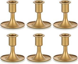 Candlestick Holders Taper Candle Holders, Romadedi Gold Candle Stick Candle Holder for Table Centerpiece, Wedding Reception, Festive Christmas Mantel Decoration or Home Decor, Set of 6