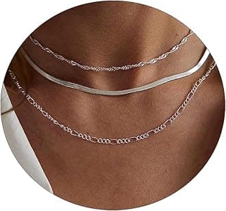 MIDEEO Gold Layered Necklace for Women 14K Gold Plated Layered Chain Necklace Set Shining Twisted Rope Simple Snake Chain 3 Layering Set Women Jewelry Gift, 3PCS-Figaro&Snake&Twisted-SL