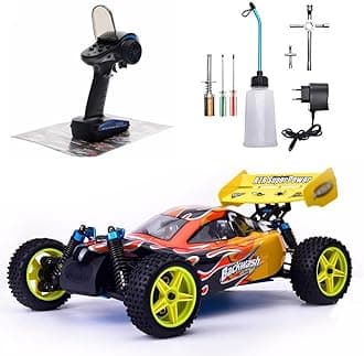 1/10 Nitro RC Car for Adult 75CC Oil-Powered Two Speed RC Crawler Truck, 4WD Off Road Buggy Nitro Gas Power Remote Control Car Hobby Toys, 90KM/H Fast Petrol Engine Racing Car RC Vehicle