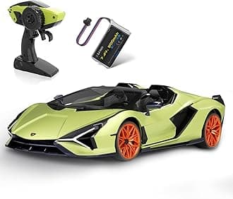 MIEBELY Lamborghini Remote Control Car, 1:12 Scale Lambo Rc Cars 7.4V 900mAh Officially Licensed 12Km/h Fast Toy Car with Led Light 2.4Ghz Model Car for Adults Boys Girls Birthday Ideas Gift - Green
