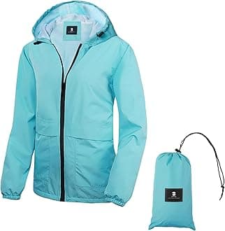 SaphiRose Lightweight Rain Jacket Women Waterproof Breathable Raincoat Packable Hooded Windbreaker