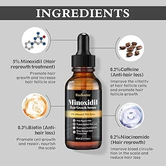 Hair Growth Treatment for Thicker Longer, 5% Minoxidil Biotin Hair Growth Serum Oil for Men and Women, Prevents Hair Loss and Thinning, 2.11 fl.oz