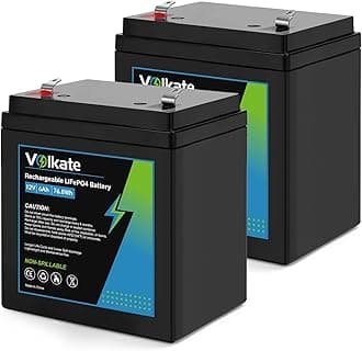 12V 6Ah Rechargeable Battery, 12 Volt Deep Cycle LiFePO4 Lithium Battery 2 Pack, for Liftmaster 485LM/ 8500W/ DJW12-4.5 or Chamberlain 41A6357-1/ B970 Garage Door Opener (F1 Terminals)